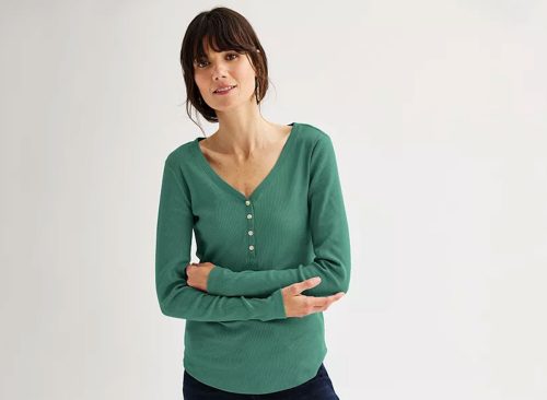 Women's Sonoma Goods For Life® Rib Long Sleeve Henley