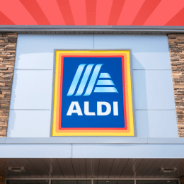 Aldi store with a red background