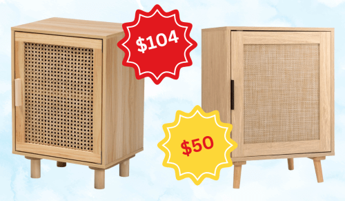 wood and rattan nightstands