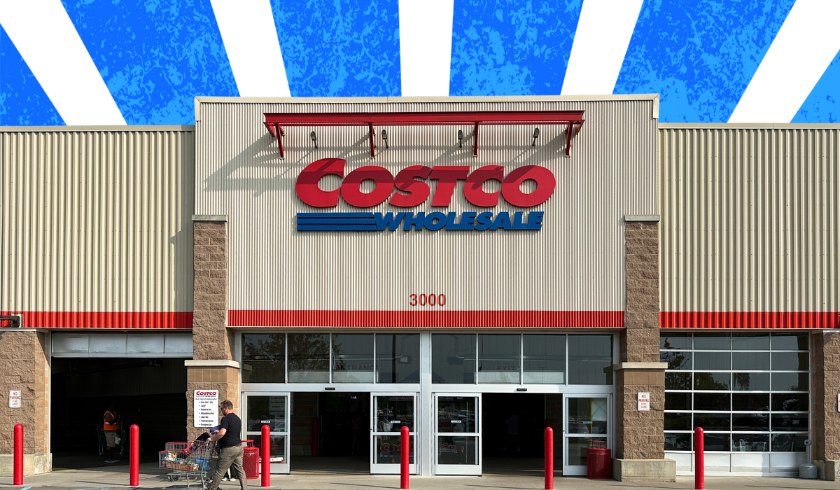 Costco store with a blue and white background