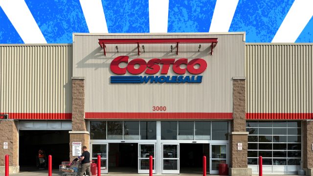 Costco store with a blue and white background