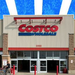 Costco store with a blue and white background