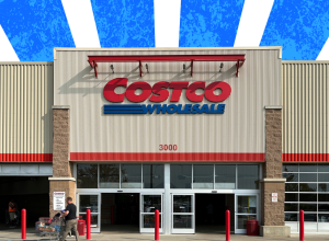 Costco store with a blue and white background