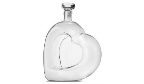glass heart-shaped decanter