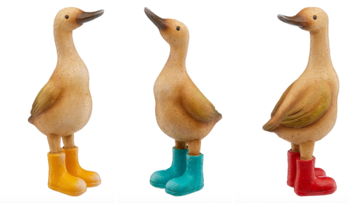 outdoor duck in rainboots decor
