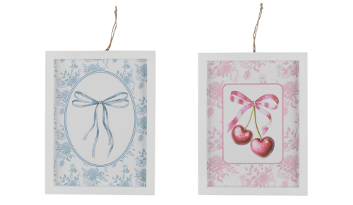 blue and pink wall decor