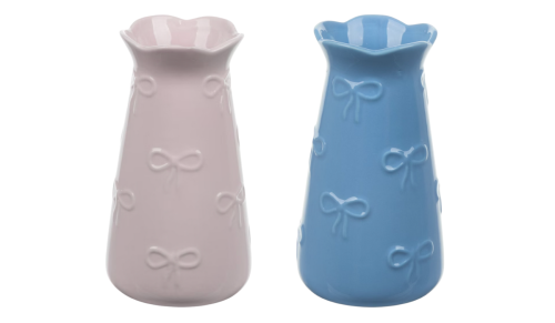 pink and blue vases