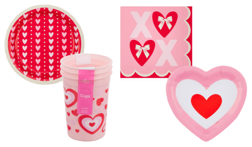 Valentine's Day paper plates and cups