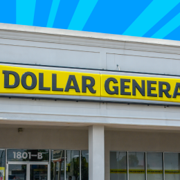 Dollar General store with a bright blue background