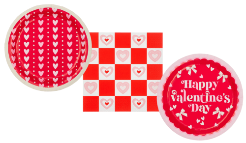 Valentine's Day paper plates and napkins