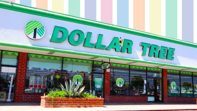 Dollar Tree store with a pastel background