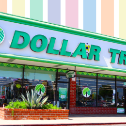 Dollar Tree store with a pastel background