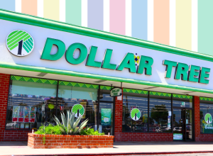 Dollar Tree store with a pastel background