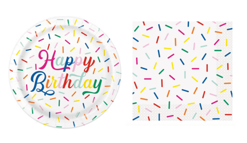 happy birthday paper plate and napkin