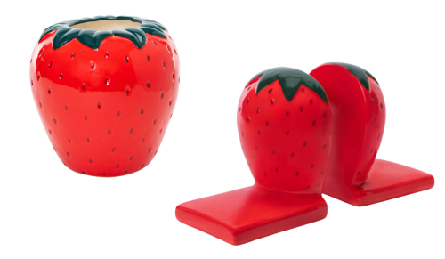 strawberry planter and book ends