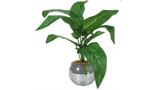 plant in disco ball pot