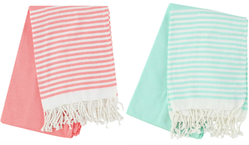 peach and seafoam green Turkish towels