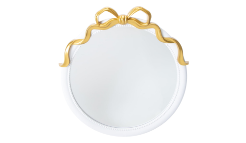 white and gold bow mirror