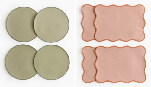 green and pink placemats
