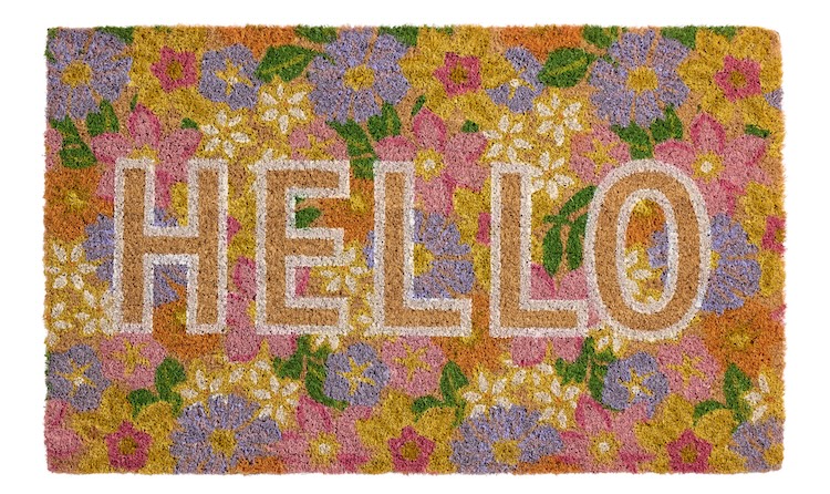 Multicolor Hello Spring Floral Coir Doormat