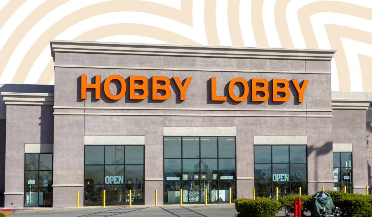 Hobby Lobby store with a beige and white background