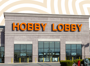 Hobby Lobby store with a beige and white background