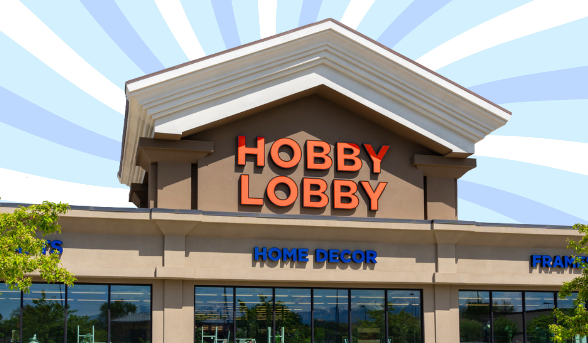 Hobby Lobby store with a light blue background