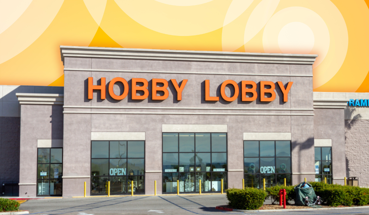 Hobby Lobby store with a yellow circle background