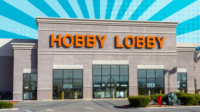 Hobby Lobby store with a teal background