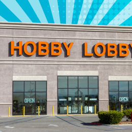 Hobby Lobby store with a teal background