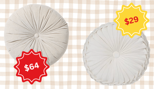 cream-colored velvet round pillows