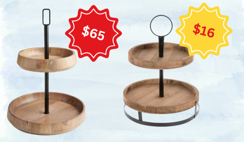 two-tiered wood trays