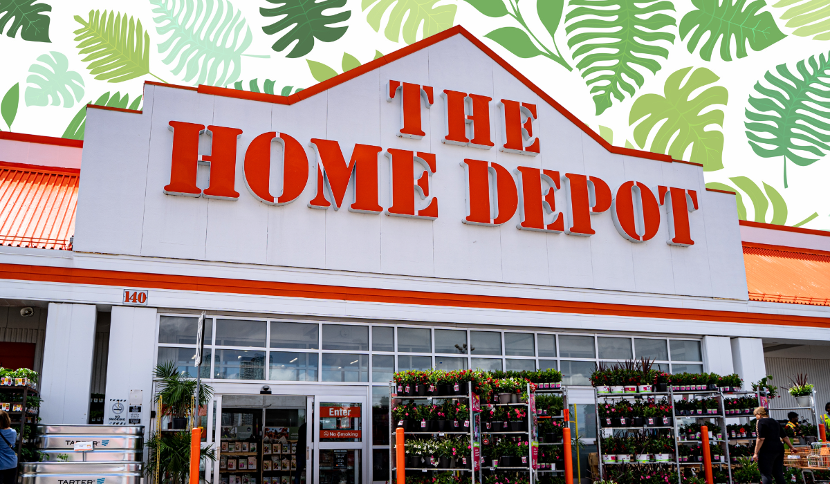 Home Depot store with a leaf background