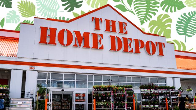 Home Depot store with a leaf background