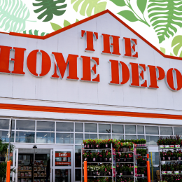 Home Depot store with a leaf background