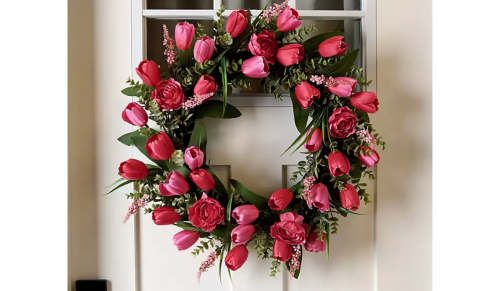 pink tulip wreath