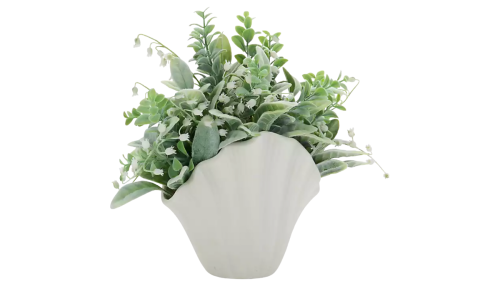 vase with faux flowers