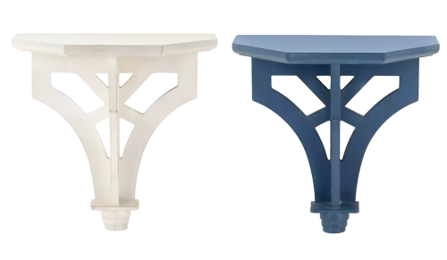 white and blue Carved Wood Wall Shelves