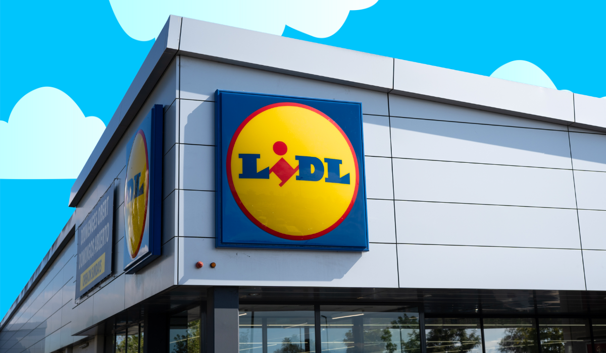 Lidl store with a cloud background