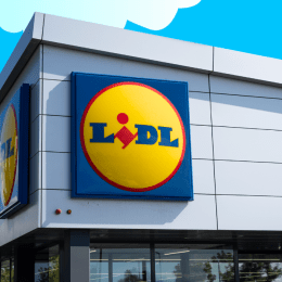 Lidl store with a cloud background