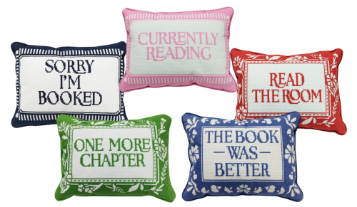 Cross Stitch reading Throw Pillows