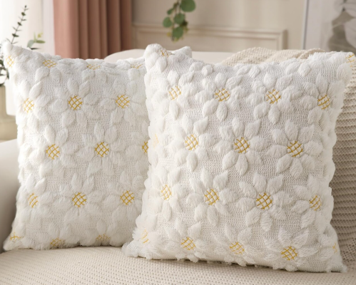 white floral throw pillows