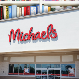 Michaels store with a book shelf background