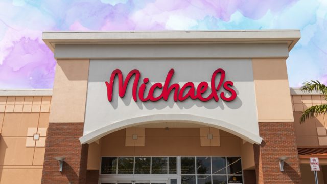 Micheals store with a purple pastel background