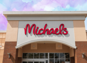 Micheals store with a purple pastel background