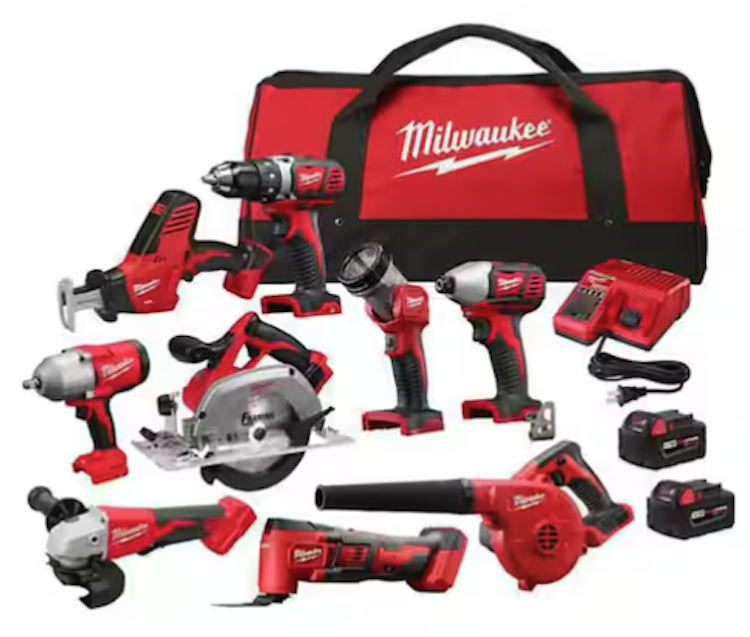M18 18-Volt Lithium-Ion Cordless Combo Kit (9-Tool) with (2) Batteries, Charger, and Tool Bag