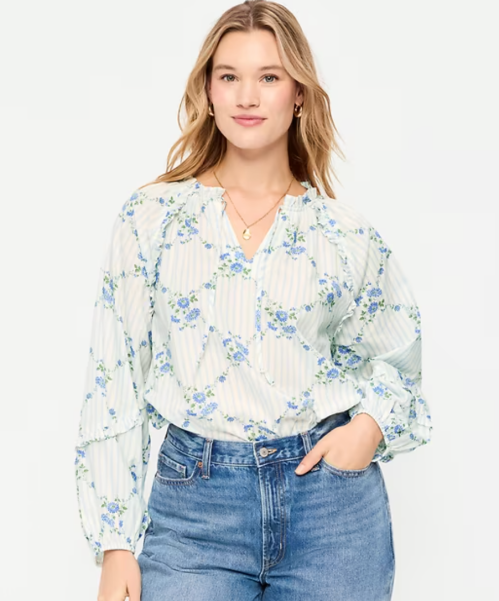 blue and white blouse