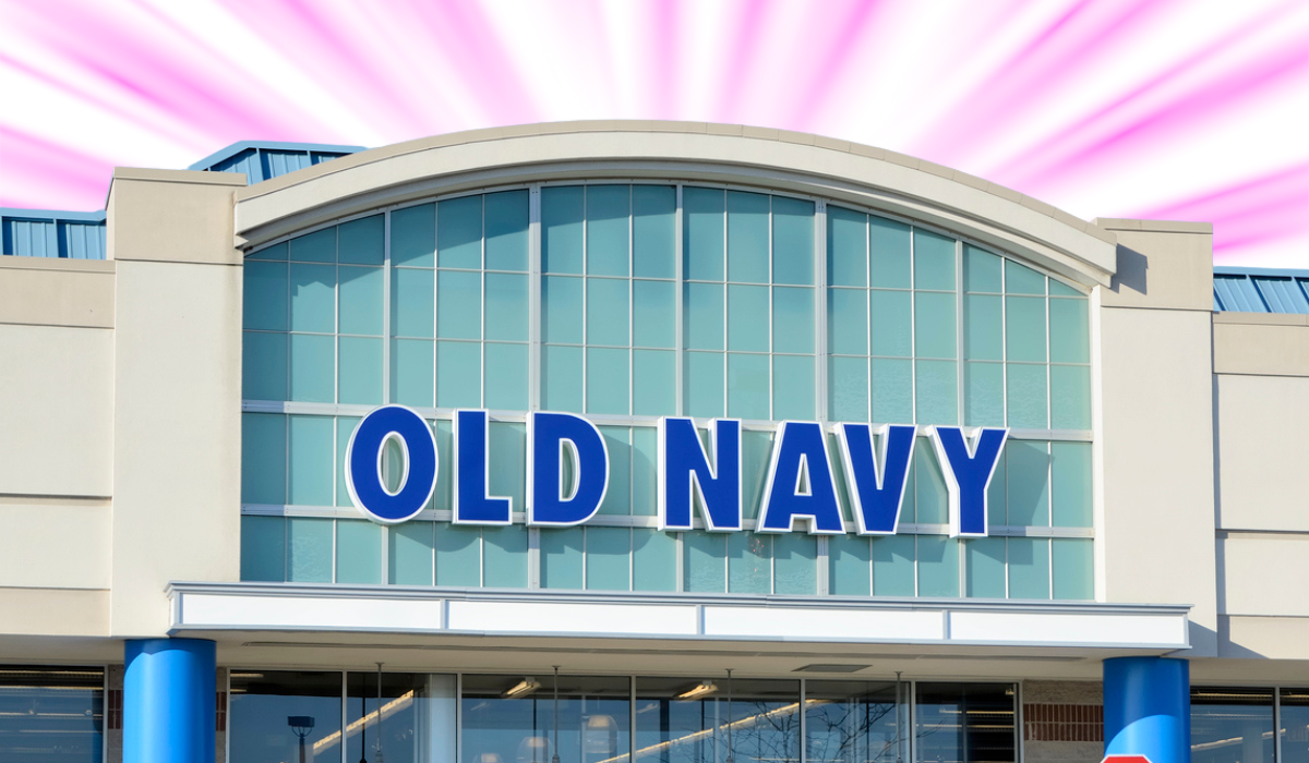 Old Navy store with a pink background