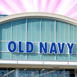 Old Navy store with a pink background