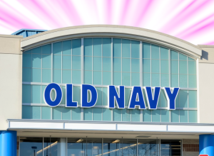 Old Navy store with a pink background